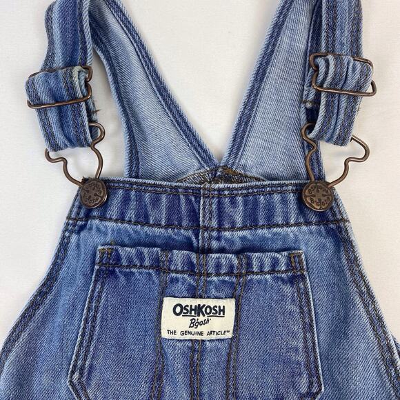OshKosh Girls Jumper Denim Dress White Floral Eyelet Skirt Overalls Size 4T - Picture 4 of 8